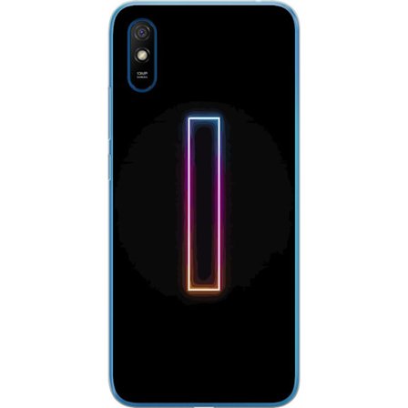 Kompatibel Mobilcover til Xiaomi Xiaomi Redmi 9A Minimalistisk neonbogstav I i regnbuefarver mod mørk baggrund