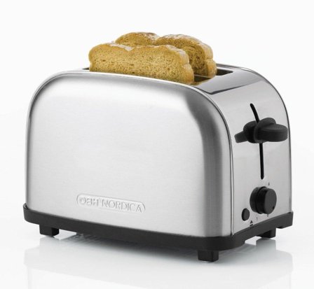 OBH Nordica Manhattan Steel 2-skivers elektronisk brødrister i rustfritt stål, 600 - 700 W