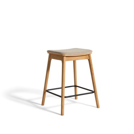 Balo barstol i eg med komfortabelt stof - Elegant design, 44,5x50x63,9cm - Perfekt til køkkenøen eller baren