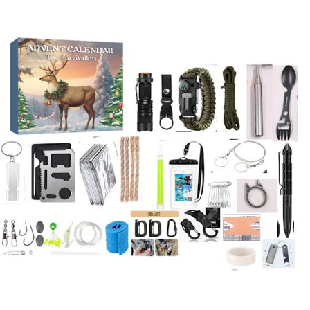 Nytt overlevelsessett Julekalender Voksen Menn Jule Nedtellingskalender med Camping, Fiske, Jakt, Kan Være en Gave til Far eller Venner