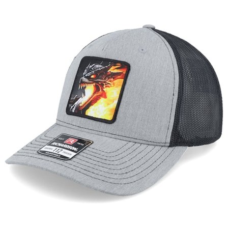 Iconic - Fire Dragon Grey/Black Trucker Trucker Grey Cap - @ Hatstore
