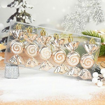 6 stk. Julegodteristang-anheng Røde Godterikrykker Juletre Hengende Dekorasjon Til Hjemmet Nyttårsgaver Navidad Noel Ornamenter