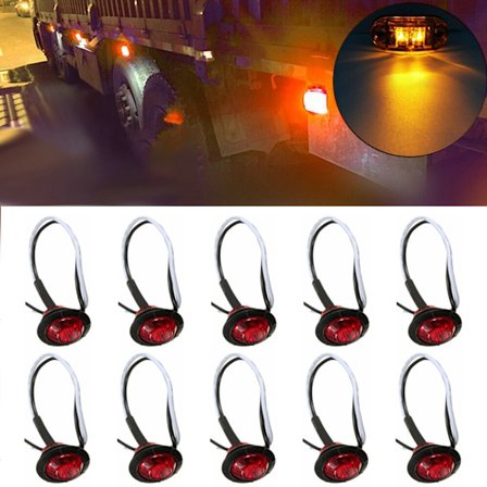 10 stk. 3LED lille rund lys lastbil sidelys trailer pickup truck DOT dreje baglygte 3/4 tomme MK-009 (rødt lys)