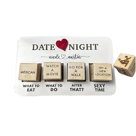 Romantisk Parspill 5 Graverte Tre Terninger for Dato & Kveld Perfekt Ide for Middag, Valentinsdag, Jubileer Morsomme Spill for Voksne [DB]