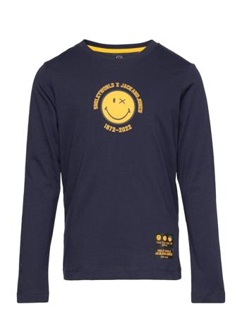 Jorsmileyworld Tee Ls Crew Neck Jnr T-shirts Long-sleeved T-shirts Navy Jack & J S