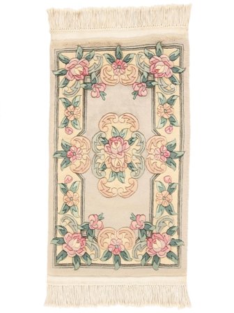 Handknuten Kina 90 Line Matta 52X87 Beige/Brun