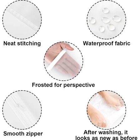 Gjennomsiktige klesposer, transparente klesbeskyttere, vanntette klesbeskyttere for dresser, kjoler, jakker, (M)