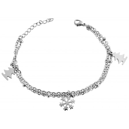 Silver Armband till Jul / Christmas i Stål - Snöflinga & Gran