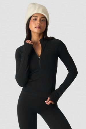 Define Wool 1/2 Zip Black