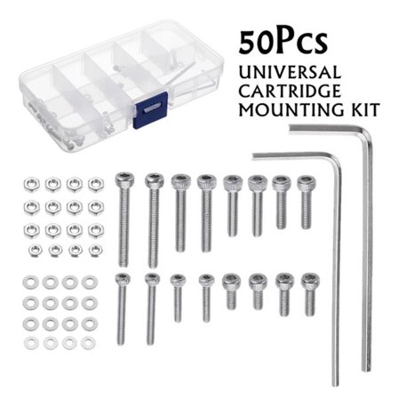 M2.5 Universal Turntable Headshell Cartridge Monteringssats Rostfritt stål Bultar Skruvar Muttrar Set med för case 50 st/ set