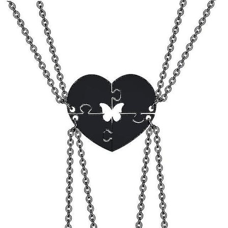 4-delat pusselhjärta halsbandspendant med anpassat namn ID-taggar vänskap BFF syster bror present