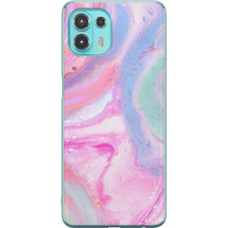 Kompatibelt Mobilskal till Motorola Motorola Edge 20 Lite Abstrakt pastellfärgad marmorkonst med flytande akryleffekt i rosa, blått och grönt för