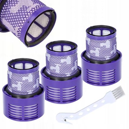 FilterPro V10 Kit – 3 HEPA-Filter + Børste med Kniv | Vaskbar | Reservedel til Dyson V10 Absolute, Animal