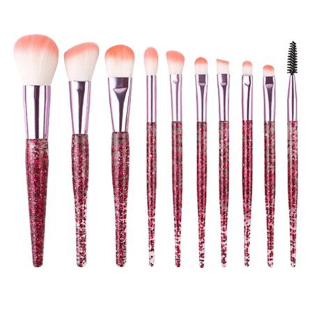 Premium Syntetisk Fiber Glitter Sminkborstar Set Om 10 (röd)