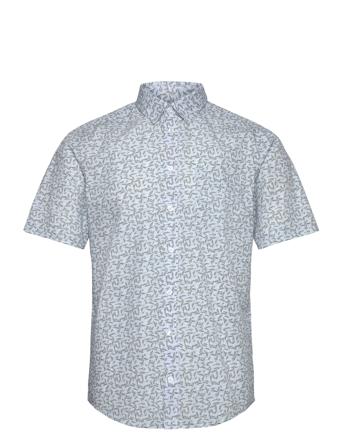 Cfanton Ss Aop Leaves Shirt Blue Casual Friday