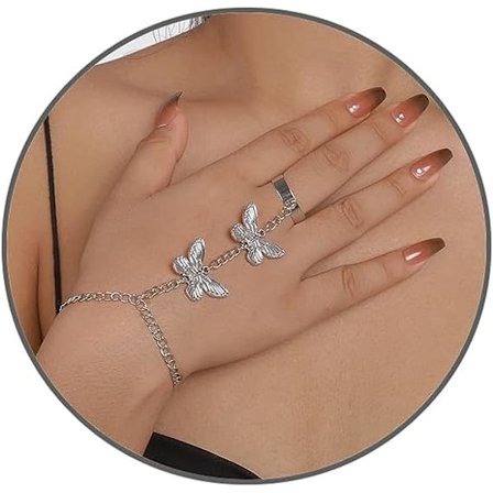Sommerfugl Håndkæde Armbånd til Kvinder Piger, Sommerfugl Finger Ring Armbånd Slave Kæde Hånd Sele Armbånd Sommerfugl Ring til Fest Halloween