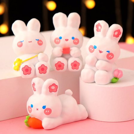 4 st kreativa webbsvart te och Nainai kanin kontorsbord dekoration hartshantverk present 37x42x62cm