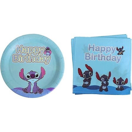 Lilo & Stitch -syntymäpäiväjuhlatarvikkeet, 20 kpl Lilo & Stitch -juhlalautasia, 20 kpl lautasliinoja, Lilo & Stitch -syntymäpäiväjuhlatarvikkeet (7 