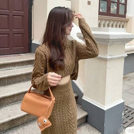 Enkel axelväska, liten fyrkantig väska, BRUN