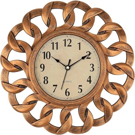 Dekorativ Veggklokke, 25 cm Stille Batteridrevet Holdbar Blomst Rund Retro