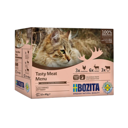 Bozita Katt - Pouch Multibox Kjøtt i gelé 85 g x 12 stk - Portionsposer - Katt - Kattefôr & kattemat - Våtfôr og våtmat - ZOO.no