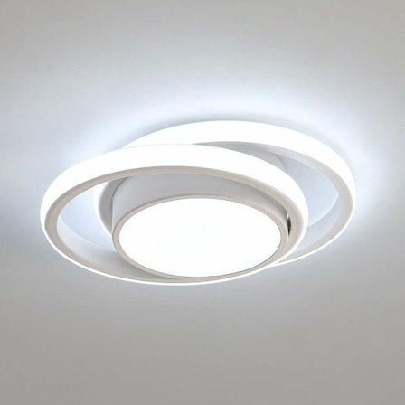 LED-taklampe, rund taklampe 32W 2500lm, moderne taklampe for gang soverom kjøkken stue, kald hvit 6000K, lengde 34c