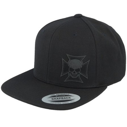 Born To Ride - Svart snapback Keps - Maltese Cross Skull Black Patch Black Snapback @ Hatstore