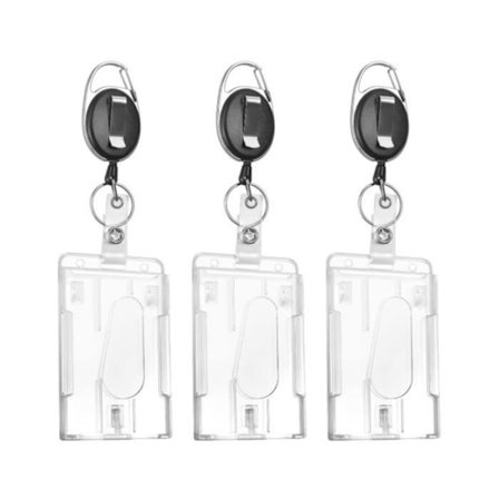 (Gjennomsiktig) Vertikal Badgeholder - Heatigo - 3 stk - Gjennomsiktig - Holdbar - Med uttrekkbar snor