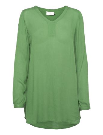 Amber V-Neck Tunic Tunika Grøn Kaffe