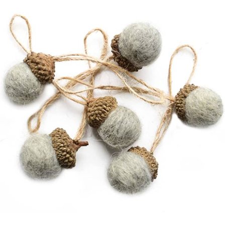 Sæt med 24 filtede egern-pynt, uldfiltede pompon-egern-guirlande