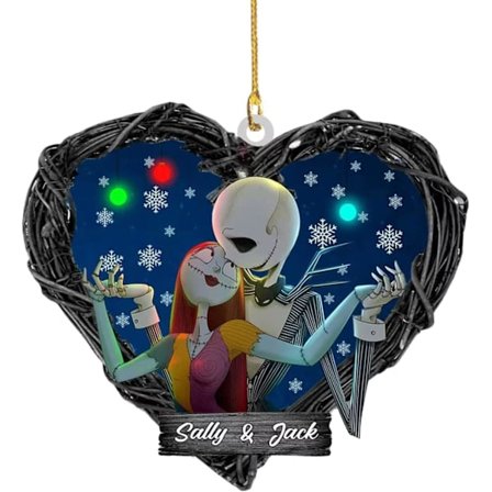 2025 Nightmare Halloween Juletræsdekoration, Sødt Jack og Sally Vedhæng, Egnet til Juletræ og Bilinteriørdekoration