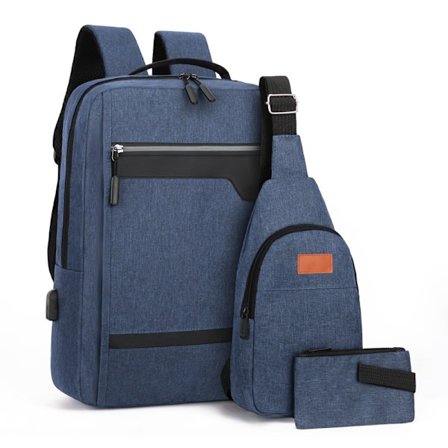 Kolmiosainen matkalaukku sininen