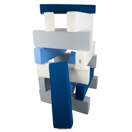 PQP Lekkuddar - Jenga 15 Block Vit, Navy, Baby Blå Och Grå - Litenleker