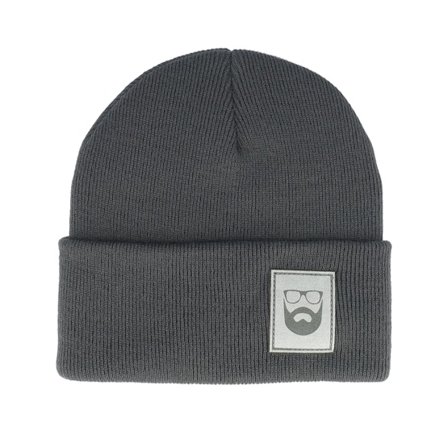 Bearded Man - Grau cuff Mütze - Logo Patch Graphite Grey Beanie @ Hatstore