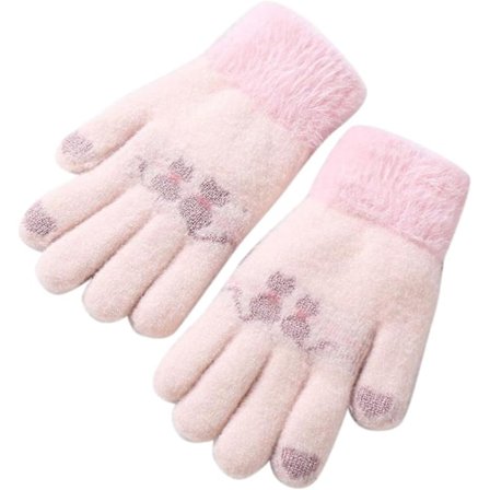 Fingervantar Full Fleece Stickade Vinter Skidåkning Barn Flickor Vantar Handskar Tecknade Baby Pojkar Varma Handskar Vantar Konvertibla