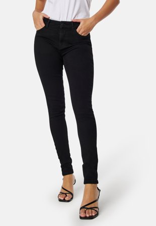 Pieces Dana MW Skinny Jeans Black Denim Tøj