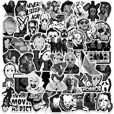 50 kpl Thriller Horror Elokuva Killer Rooli Tarroja, Halloween Teemalla Kauhu Tarroja Paketti Teini-Ikäisille Mainos