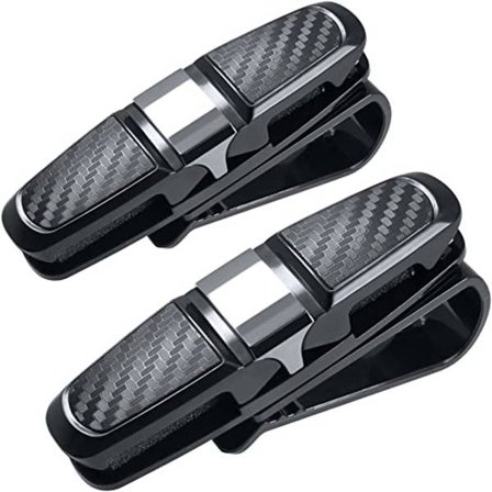 Set med 2 brilleholdere (svart) for solskjerm, med klips for sol