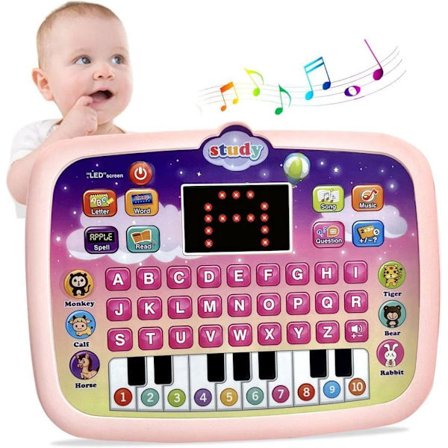 Baby Tablet Multifunksjonell bærbar datamaskin leketøy, lærings- og utdanningsleker for læring med lys og musikk interaktiv for barn_TF_TF