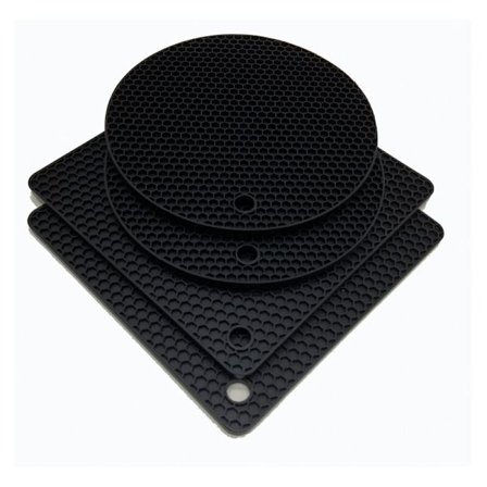 4 st silikonunderlägg med bikakemönster för ugn/grill/kök, två st runda och två st fyrkantiga