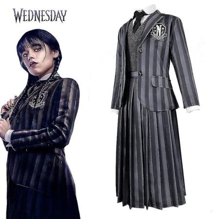 Wednesday Addams Deluxe -asusetti Nevermore-uniformuasu, Naisten Hieno Asuste M without Wigs