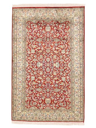 Handgeknüpft Kaschmir Reine Seide Teppich 98X152 Braun/Dunkelrot