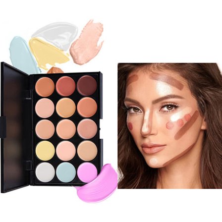 15 Farver Creme Concealer/Corrector/Foundation/Highlight/Ansigtskontur Camouflage Palette Mat/Rødme Hud/Mørke Rande kit sæt