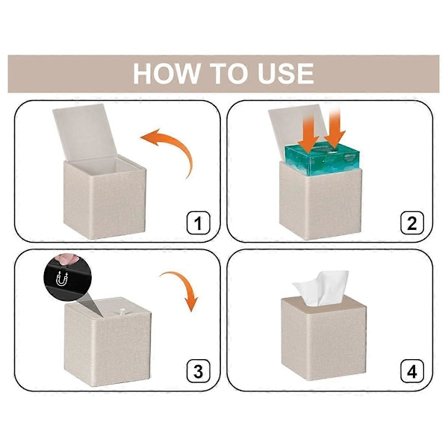 Pyyhepaperilaatikon kansi neliö PU-nahkaa kasvopyyhkeille, pidike lipastoon, kylpyhuoneen sisustukseen