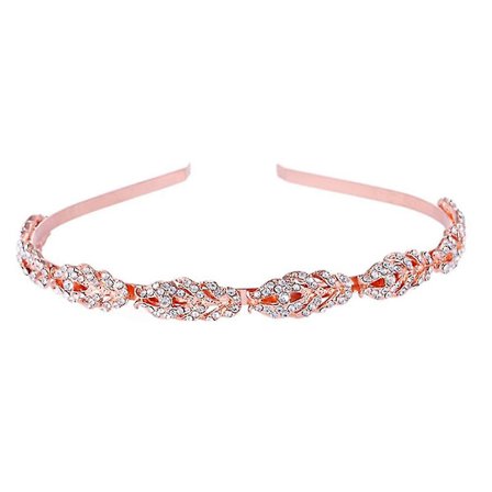 Kvindes Rhinestone Pandebånd, Krystal Rhinestone Hårbånd, Rosenguld