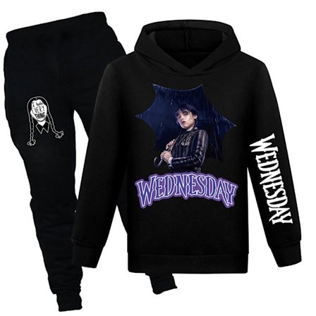 Mub - Wednesday Addams Hetteluegenser + Avslappet Bukse Sett svart G svart