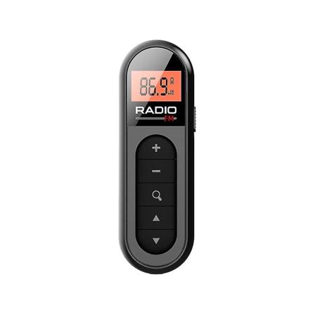 Mini Lomme FM Radio Genopladelig Bærbar 76-108mhz Radiomodtager Med Baggrundsbelyst LCD-Skærm Ledningsforbundne 3,5 mm Hovedtelefoner
