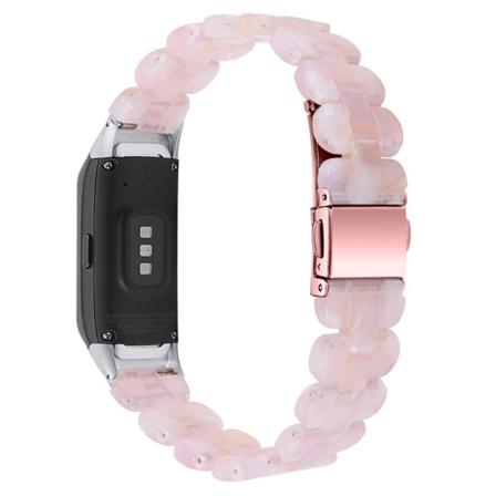 Samsung Galaxy Fit tyylikäs hartsinen ruostumattomasta teräksestä valmistettu ranneke - Pinkki Pink