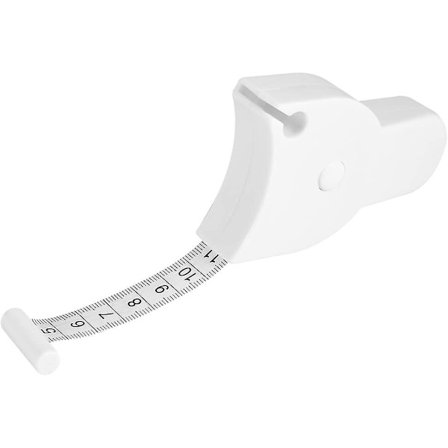 Kroppsmåttband - 150 cm (60 tum), enhandsgrepp, kompakt ergonomisk design (vit)
