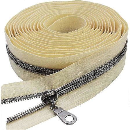 Gunmetal-metalliset nylonvetoketjut metritavarana, suuri vetoketjurulla, 10 jaardia ja 25 vedintä askarteluun ja ompeluun (beige)-AM